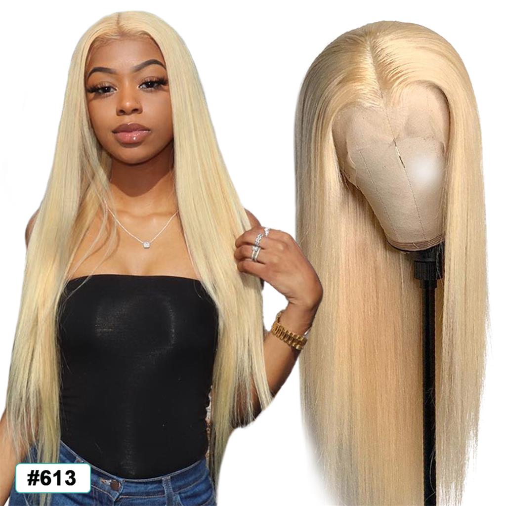 Coldest Hair 613 Blonde Straight 13x4 Lace Front Wig 4x4 Lace Closure Wig