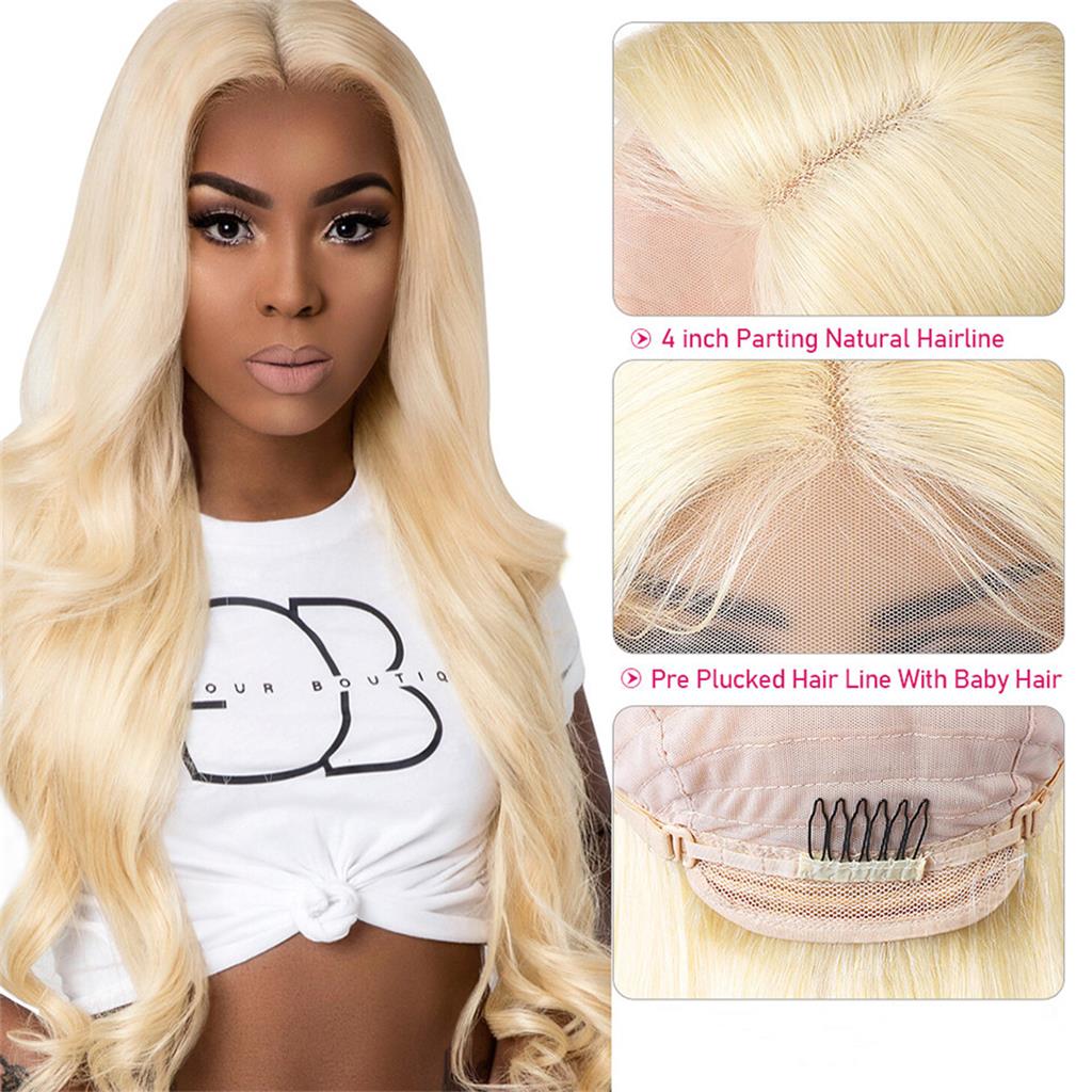 Coldest Hair 613 Blonde Body Wave 13x4 Lace Front Wig 4x4 Lace Closure Wig