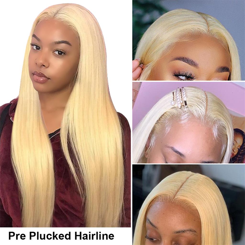 Coldest Hair 613 Blonde Straight 13x4 Lace Front Wig 4x4 Lace Closure Wig