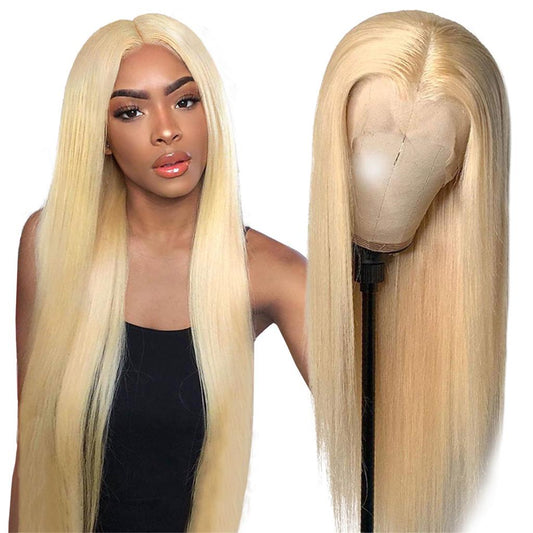 Coldest Hair 613 Blonde Straight 13x4 Lace Front Wig 4x4 Lace Closure Wig