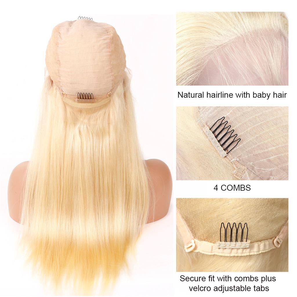 Coldest Hair 613 Blonde Straight 13x4 Lace Front Wig 4x4 Lace Closure Wig