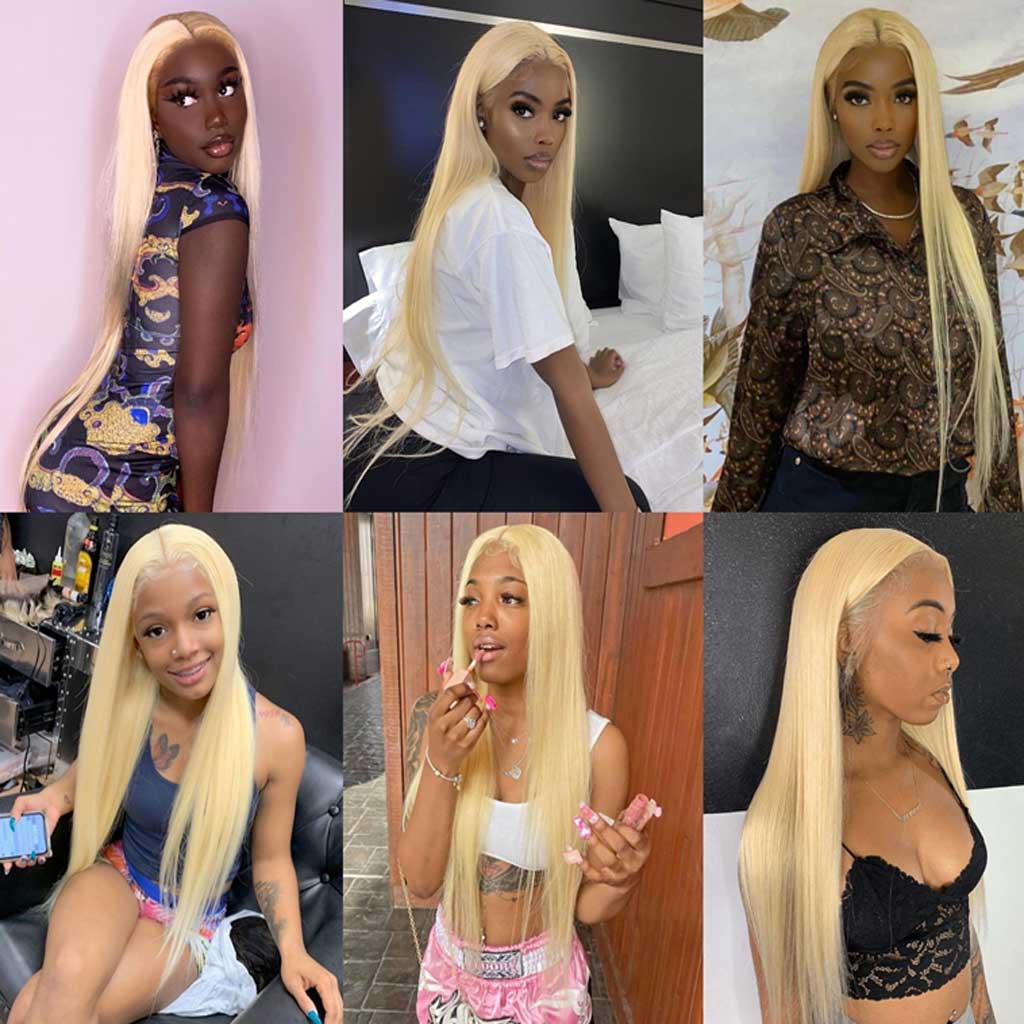 Coldest Hair 613 Blonde Straight 13x4 Lace Front Wig 4x4 Lace Closure Wig