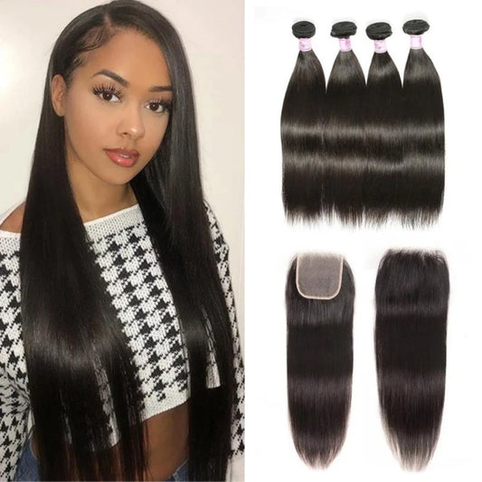 Brazilian-virgin-hair-straight-hair-4-bundles-deal-human-hair-weaves-with-4x4-best-swiss-lace-closure