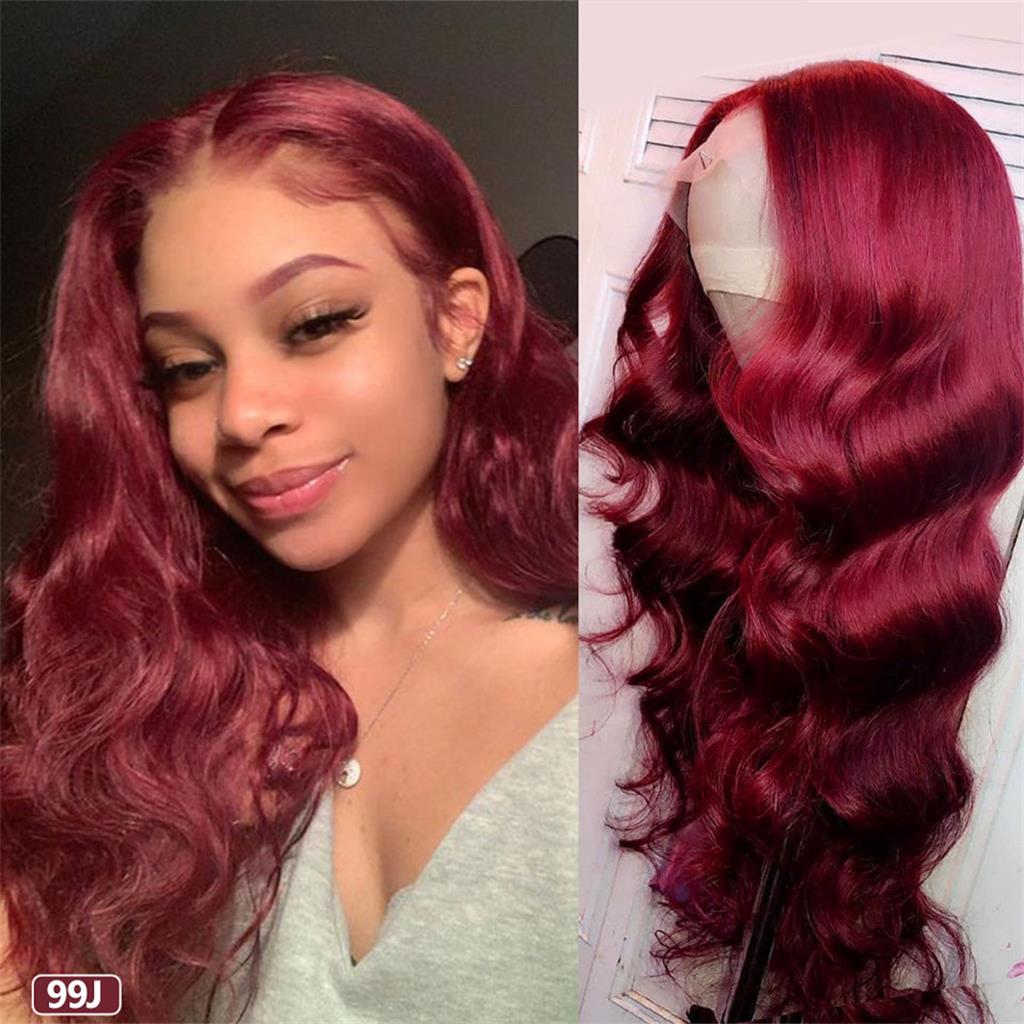 Burgundy-99J-lace-front-wig-transparent-wavy-hair-body-wave-wigs