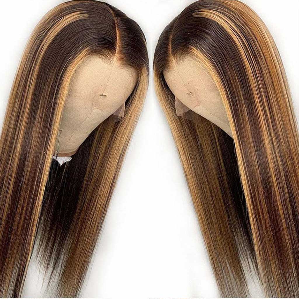 Highlight-straight-lace-front-wig-honey-brown-frontal-wig